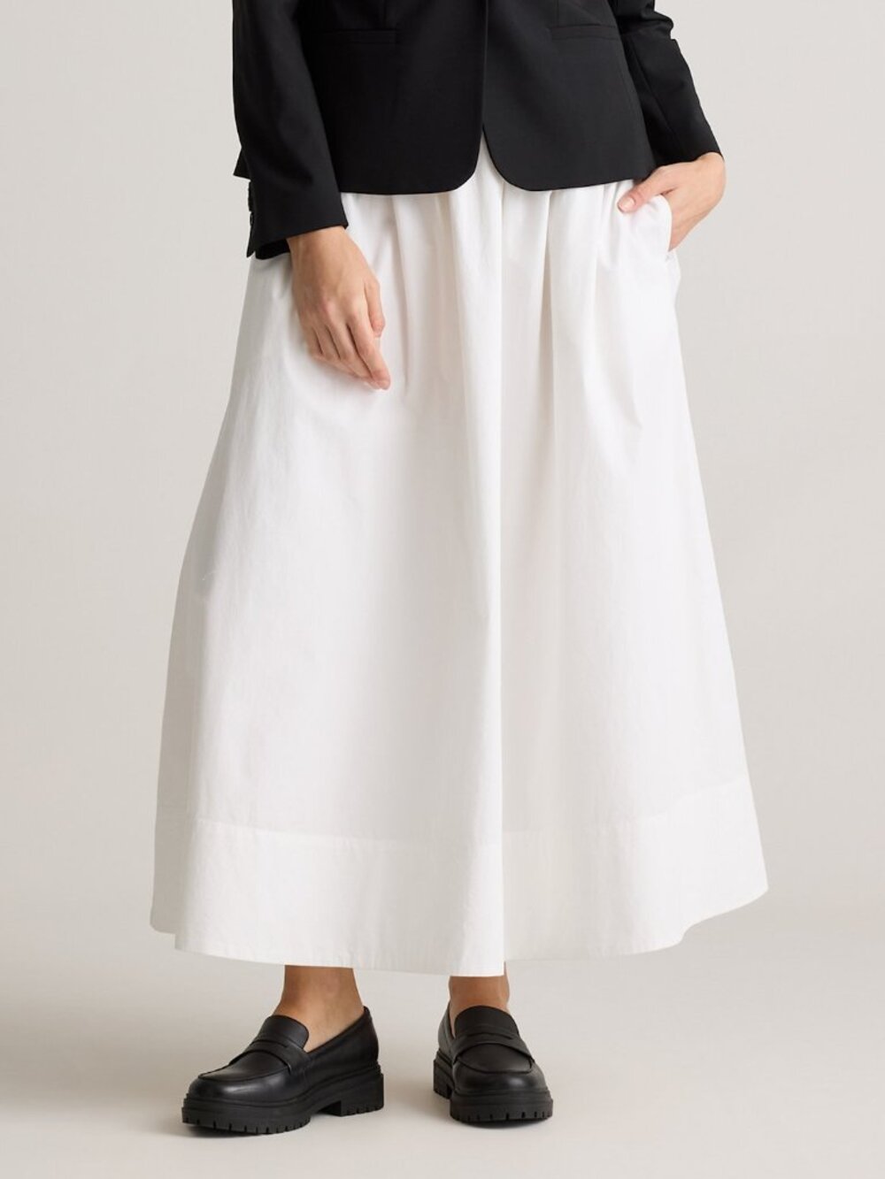 NWT Quince Organic Cotton Poplin A-Line Maxi Skirt Classic White Size S